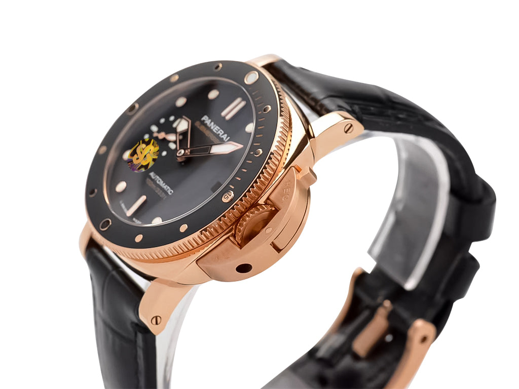 Luminor Submersible 42 3 Days Automatic 'Goldtech' Red Gold Case with Black Dial and Black Strap (42mm)