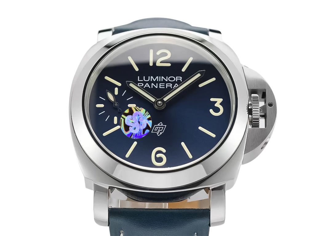 Luminor Marina Logo 3 Days 'Blu Mare Edition' Stainless Steel Bettarini-Style Case with Blue Sunburst Dial and Blue Strap (44mm)