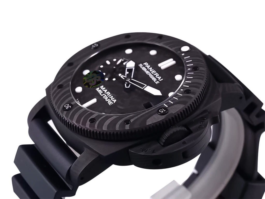 Luminor Submersible 47 Marina Militare 'Carbotech' Forged Carbon Case and Bezel, Carbon Dial and Black Strap (47mm)