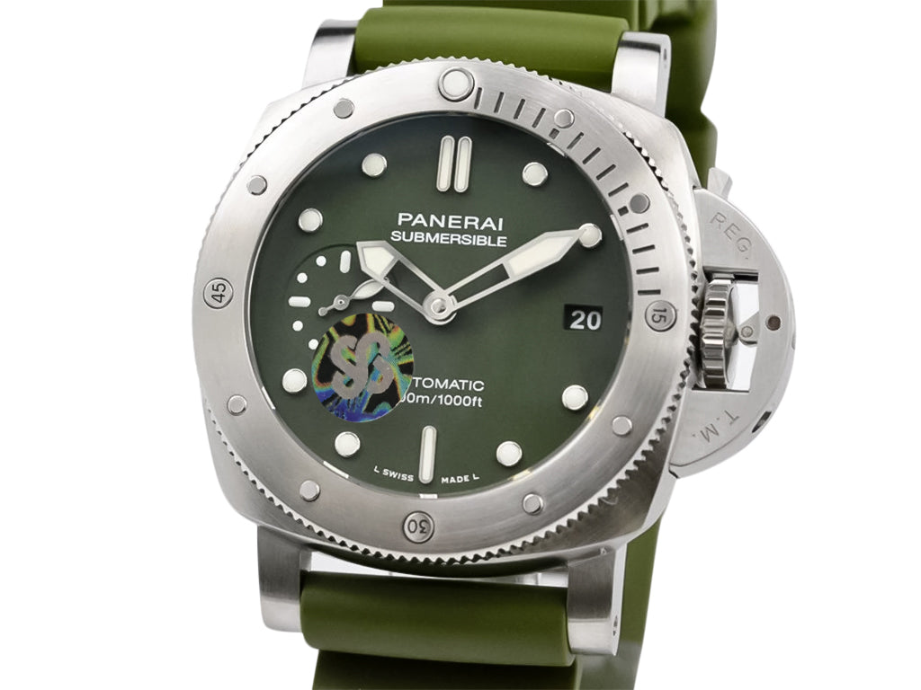 Luminor Submersible 42 3 Days Automatic 'Verde Militare' Brushed Stainless Steel Case, Green Dial and Green Strap (42mm)