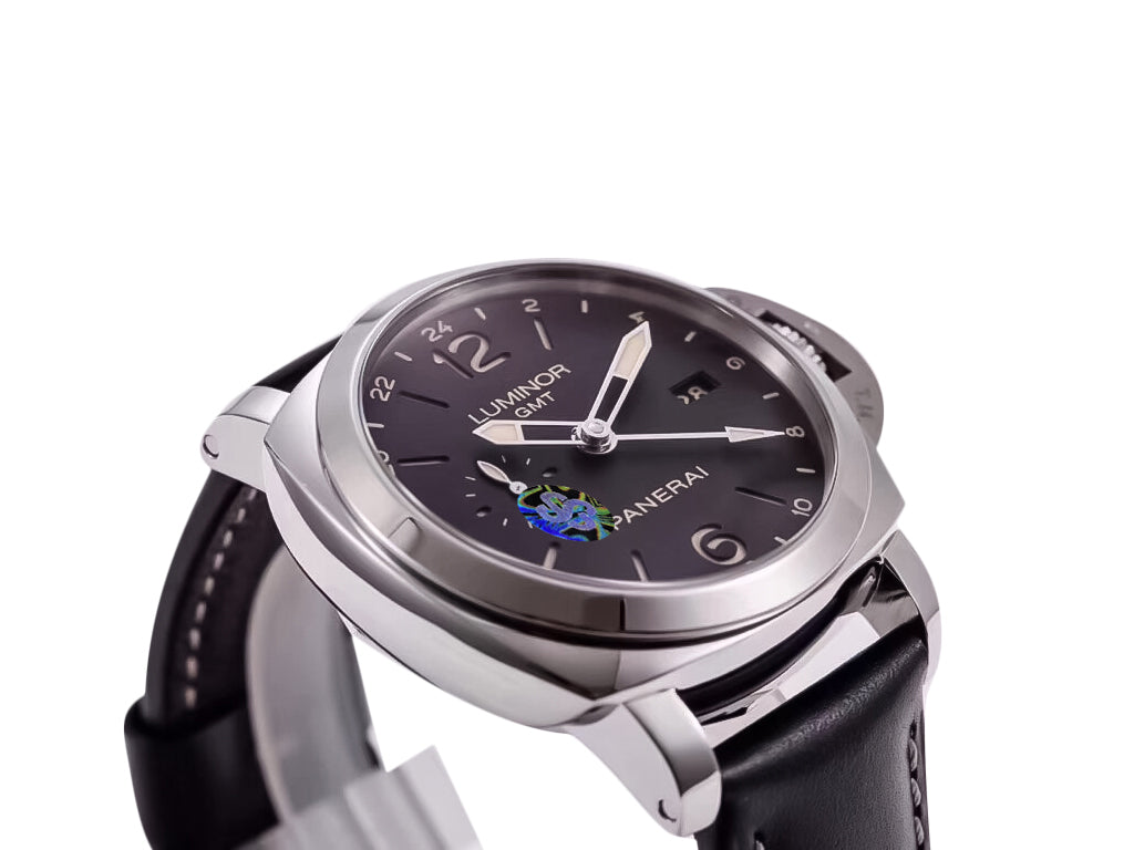 Luminor 1950 3 Days GMT 24h Automatic Acciaio Stainless Steel Case with Black Dial and Black Strap (44mm)