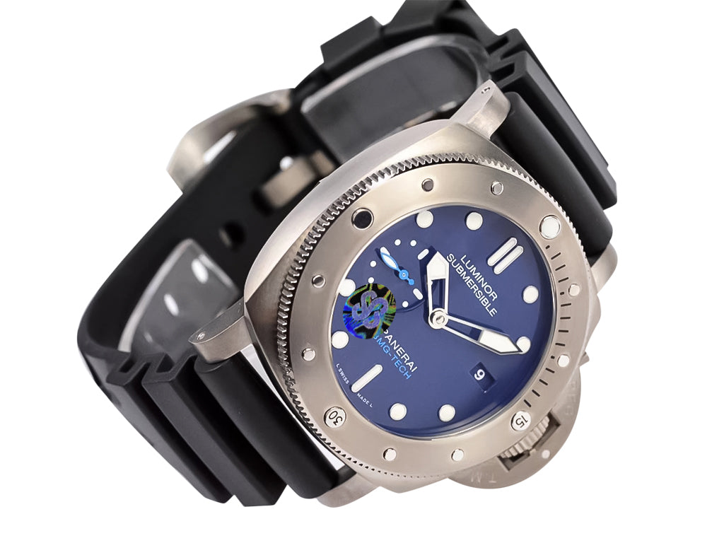 Luminor Submersible 47 3 Days Automatic 'BMG-Tech' Titanium Case with Blue Dial and Black Strap (47mm)