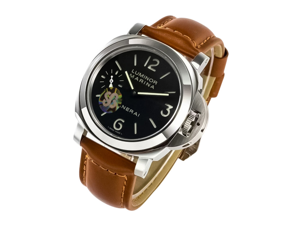 Luminor Marina Stainless Steel with Black Dial and Brown Strap (44mm)