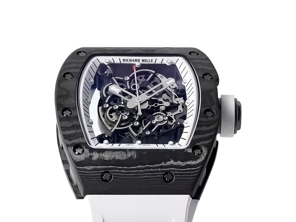 RM055 Bubba Watson White Dial Black Bezel White Rubber Strap (49mm)