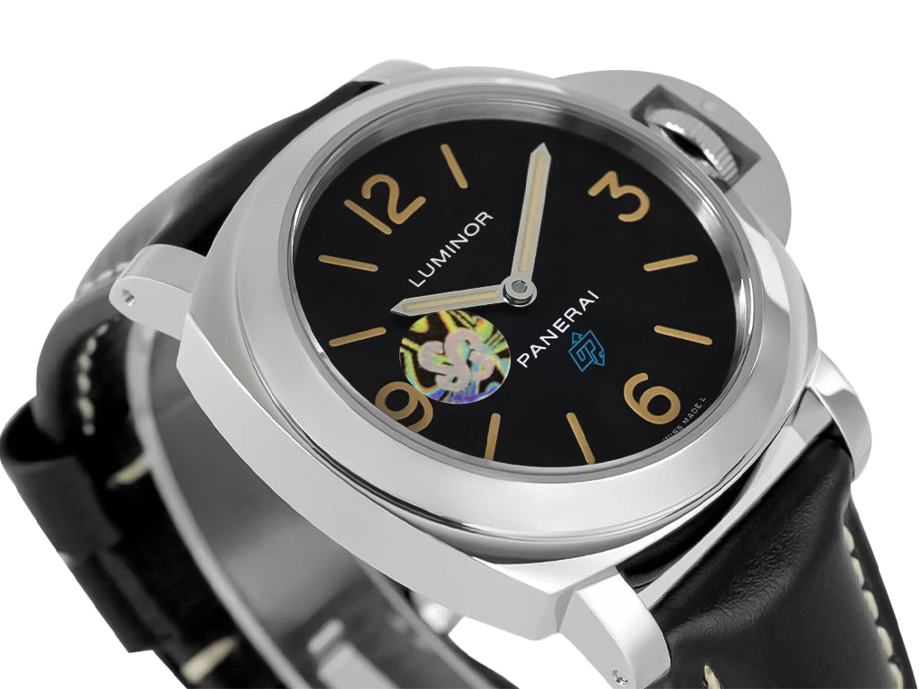 Luminor Base Logo Paneristi 15th Anniversary Handwound Stainless Steel Case with Black Dial and Black Strap (44mm)
