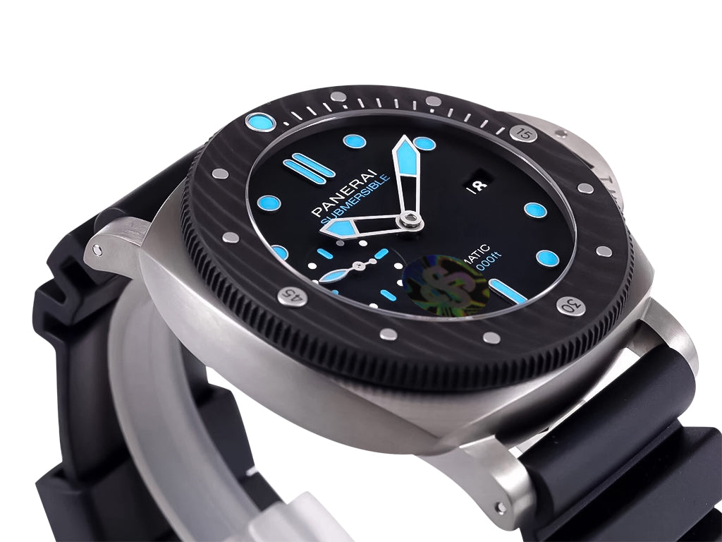 Luminor Submersible 47 3 Days Automatic 'BMG-Tech' Titanium Case with Forged Carbon Bezel, Black Dial and Black Strap (47mm)