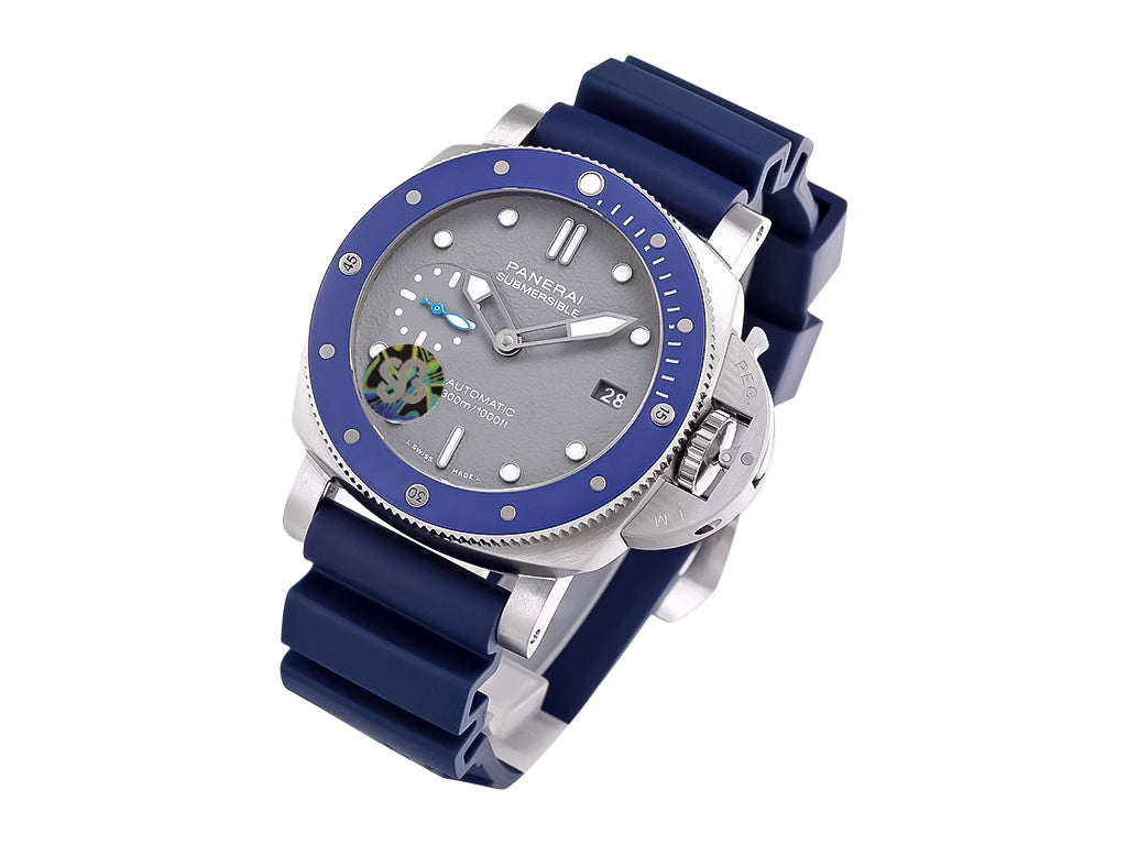 Luminor Submersible 42 3 Days Automatic 'Acciaio' Stainless Steel Case Shark-Grey Dial and Blue Strap (42mm)