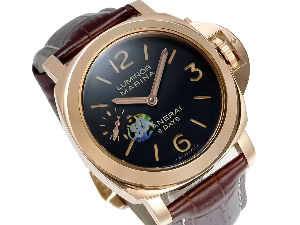 Luminor Marina 44 8 Days Automatic Red Gold with Brown Dial and Brown Strap (44mm)