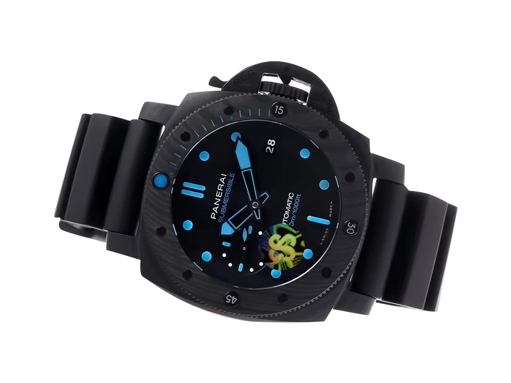 Luminor Submersible 42 3 Days Automatic 'Carbotech' Forged Carbon Case and Bezel, Black Dial and Black Strap (42mm)