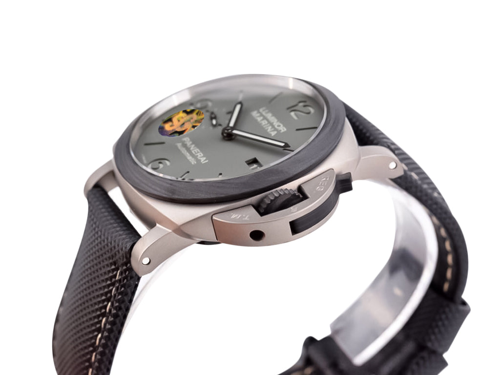 Luminor 1950 44 3 Days Automatic 'TuttoGrigio' Titanium Case with Forged Carbon Bezel, Grey Dial and Black Strap (44mm)