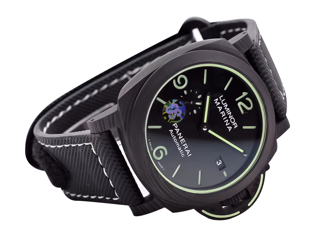 Luminor 1950 44 3 Days Automatic 'Carbotech' Forged Carbon Case with Black Sunburst Dial and Black Strap (44mm)