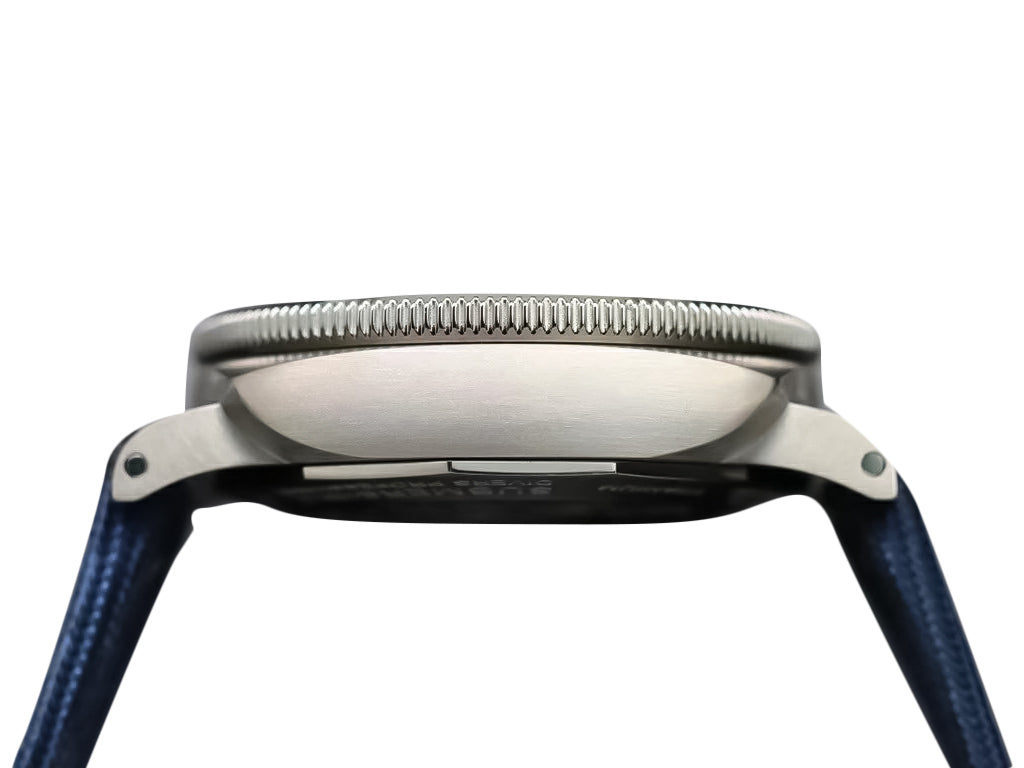 Luminor Submersible 47 'Mike Horn Edition' Titanium Case Featuring a Titanium Bezel Graduated with Raised Numerals, Black Dial and Blue Strap (47mm)