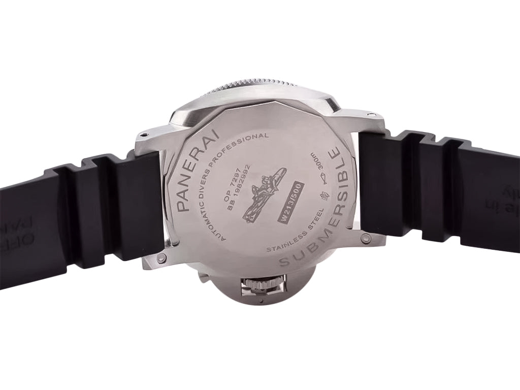 Luminor Submersible 42 3 Days Automatic 'Azzurro' Stainless Steel Case with Blue Ceramic Bezel insert, Black Dial and Black Strap (42mm)