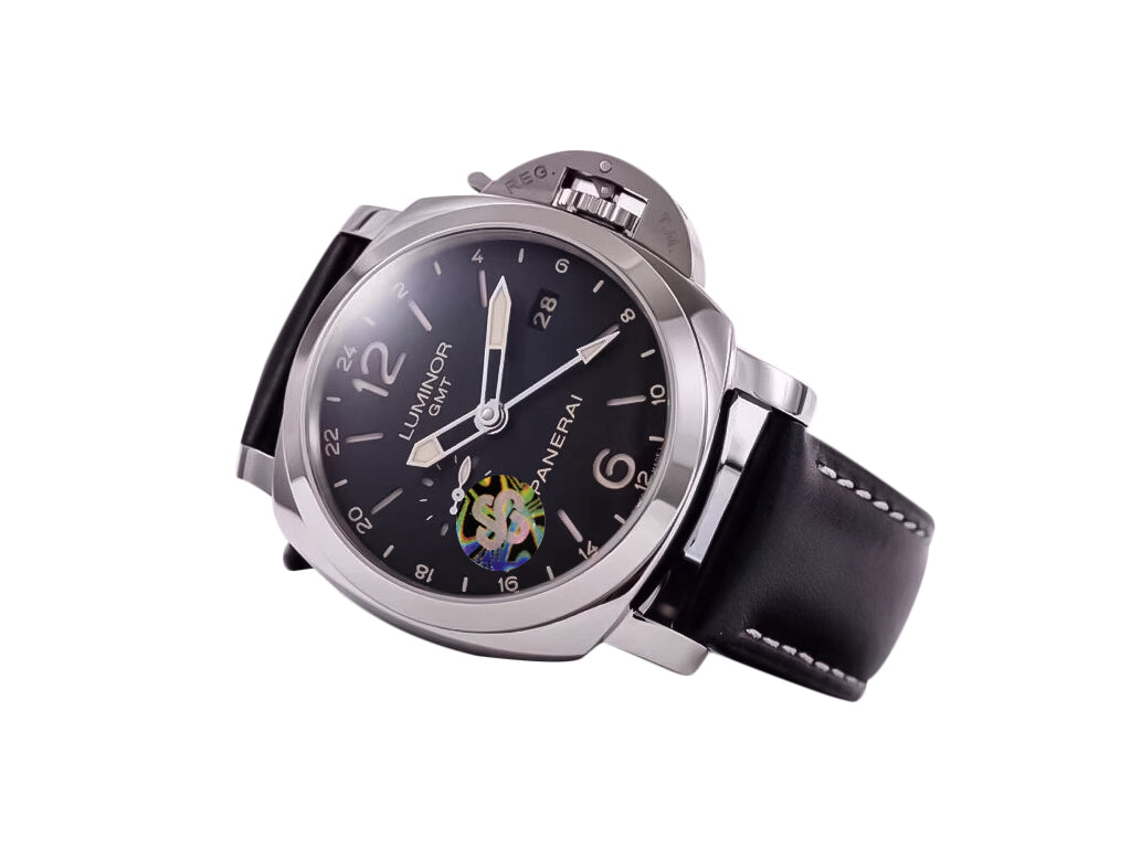 Luminor 1950 3 Days GMT 24h Automatic Acciaio Stainless Steel Case with Black Dial and Black Strap (44mm)