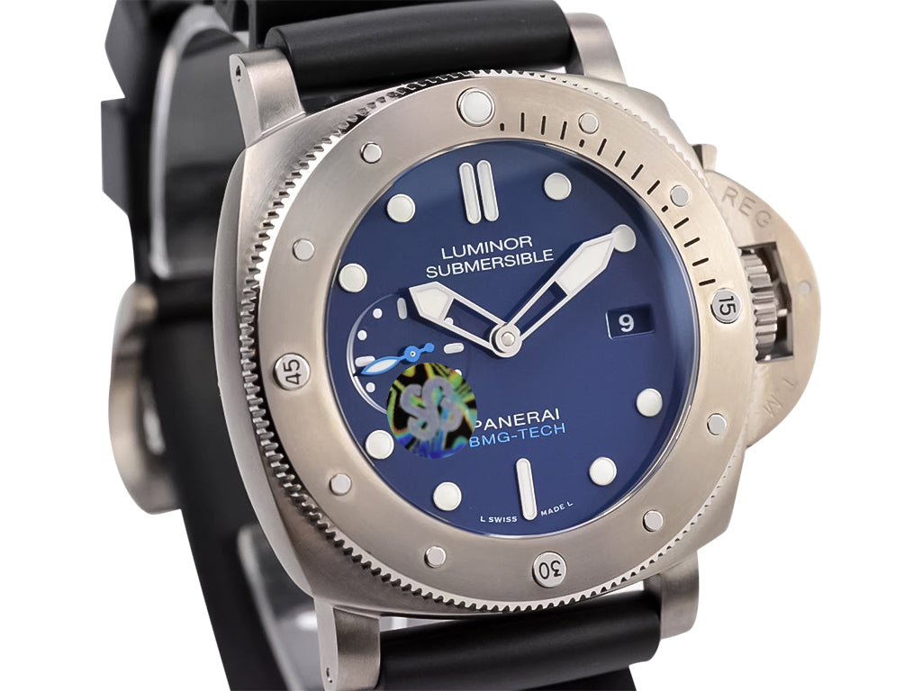 Luminor Submersible 47 3 Days Automatic 'BMG-Tech' Titanium Case with Blue Dial and Black Strap (47mm)