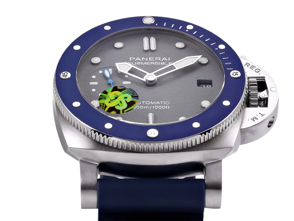 Luminor Submersible 42 3 Days Automatic 'Acciaio' Stainless Steel Case Shark-Grey Dial and Blue Strap (42mm)