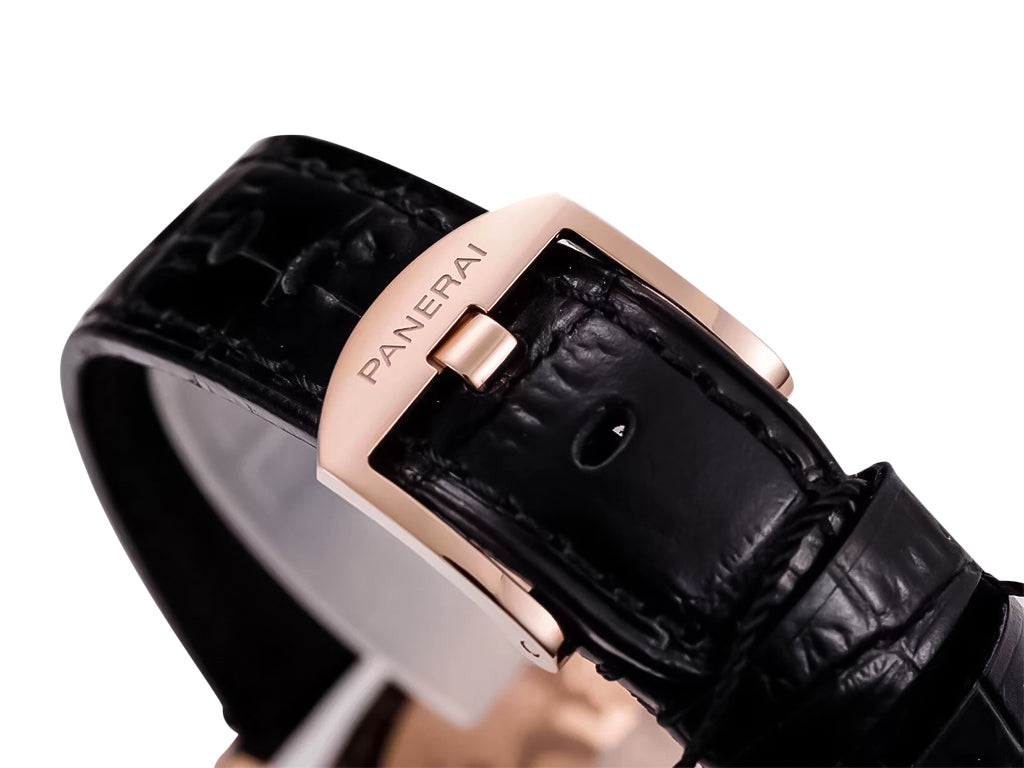 Luminor Due 38 Automatic 'Oro Rosso' Red Gold Case with Black Dial and Black Strap (38mm)