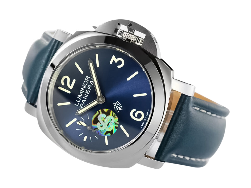Luminor Marina Logo 3 Days 'Blu Mare Edition' Stainless Steel Bettarini-Style Case with Blue Sunburst Dial and Blue Strap (44mm)