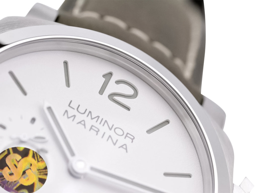 Luminor 1950 44 3 Days Automatic Brushed Stainless Steel Case, Polished Bezel with White Dial and Brown Strap (44mm)