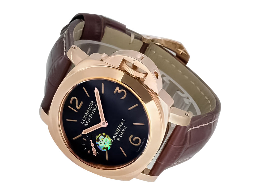 Luminor Marina 44 8 Days Automatic Red Gold with Brown Dial and Brown Strap (44mm)