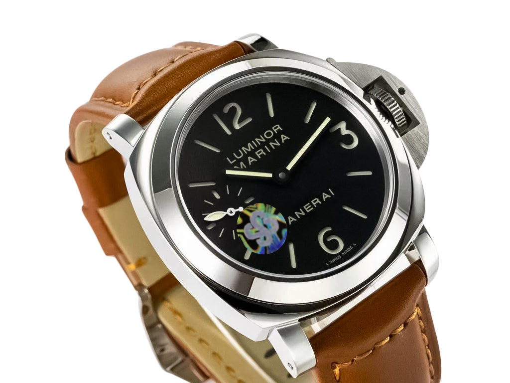 Luminor Marina Stainless Steel with Black Dial and Brown Strap (44mm)