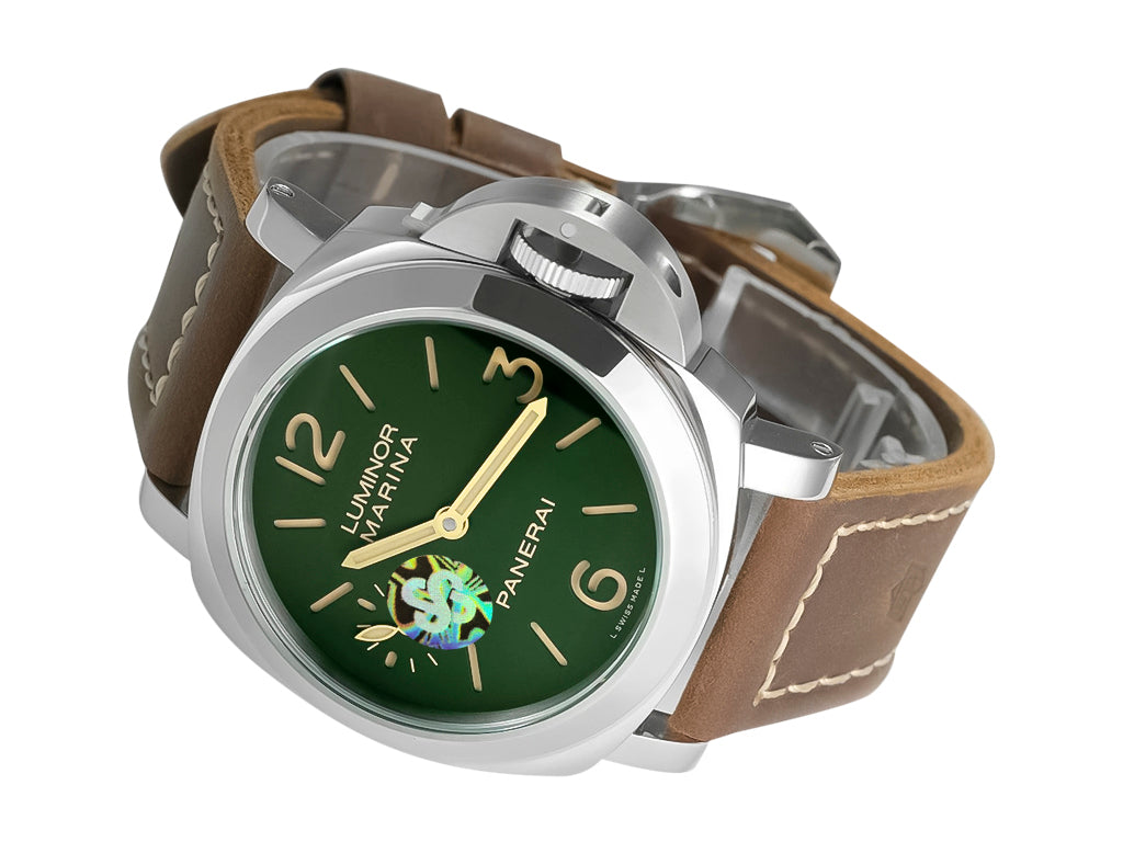 Luminor Marina 8 Days 'Paneristi' Stainless Steel Case with Green Dial and Brown Strap (44mm)