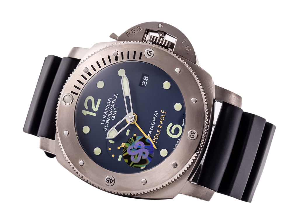 Luminor Submersible 1950 3 Days GMT Automatic Titanio 'Pole 2 Pole' Titanium Case with Blue Dial and Black Strap (47mm)