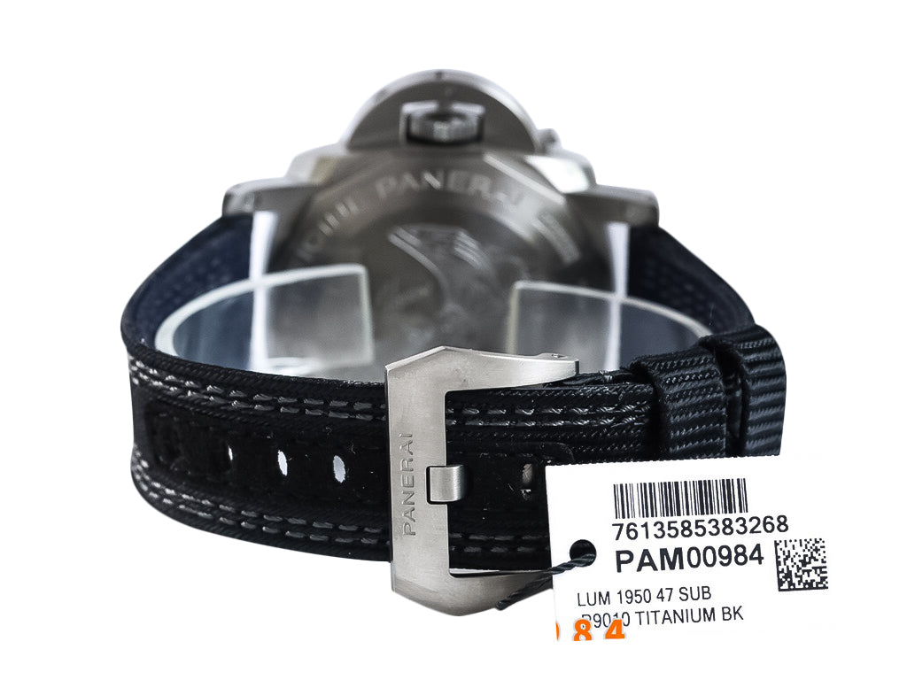 Luminor Submersible 47 'Mike Horn Edition' Titanium Case Featuring a Titanium Bezel Graduated with Raised Numerals, Black Dial and Black Strap (47mm)