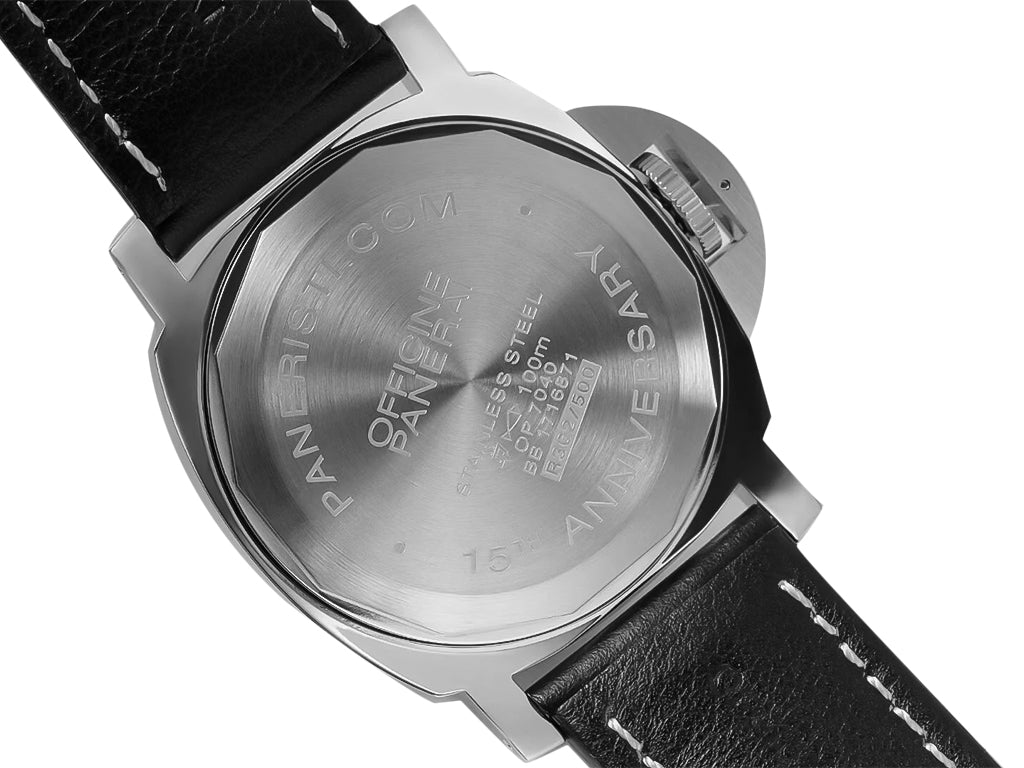 Luminor Base Logo Paneristi 15th Anniversary Handwound Stainless Steel Case with Black Dial and Black Strap (44mm)