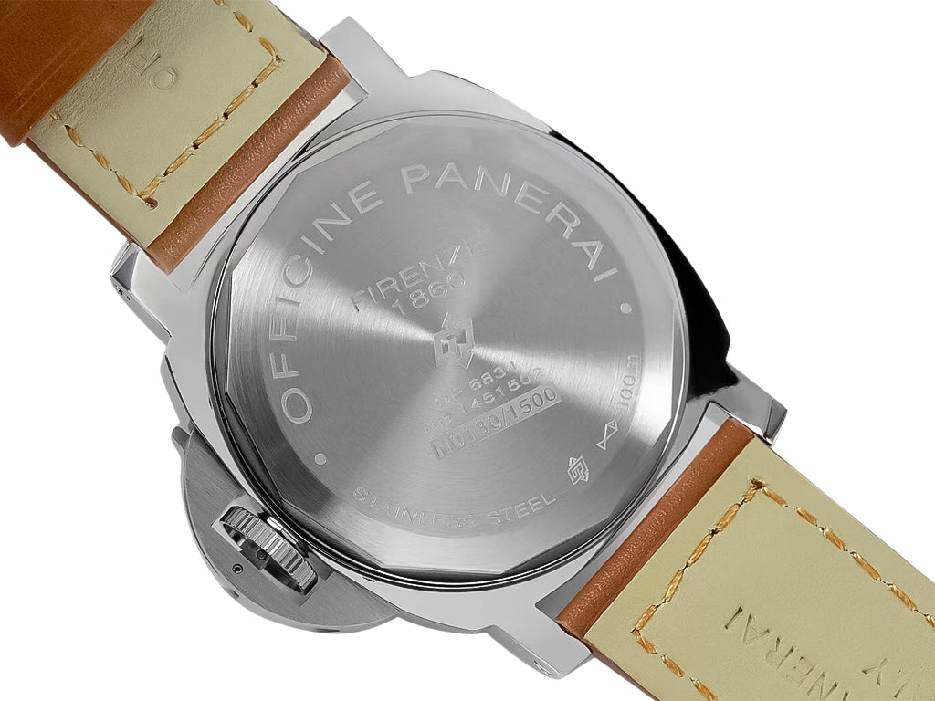 Luminor Marina Logo Stainless Steel with Black Dial and Brown Strap (44mm)