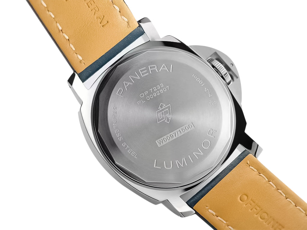 Luminor Marina Logo 3 Days 'Blu Mare Edition' Stainless Steel Bettarini-Style Case with Blue Sunburst Dial and Blue Strap (44mm)