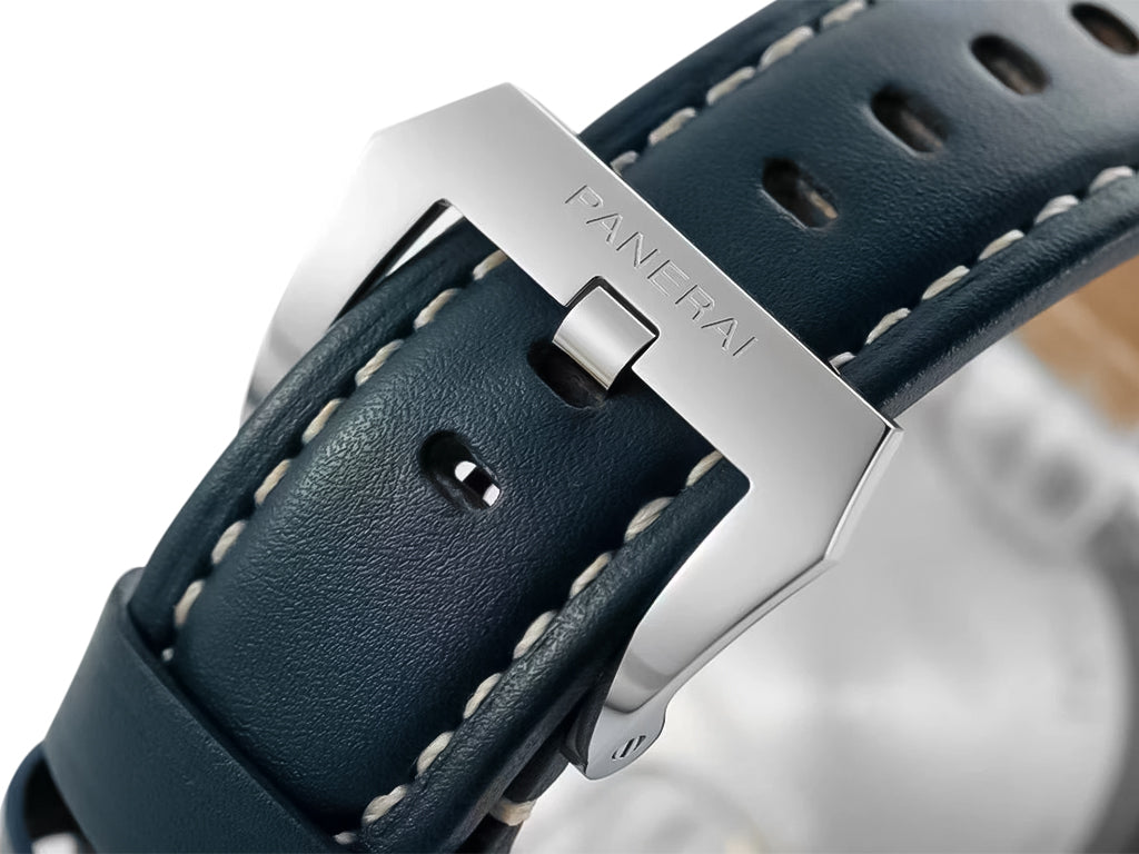 Luminor Marina Logo 3 Days 'Blu Mare Edition' Stainless Steel Bettarini-Style Case with Blue Sunburst Dial and Blue Strap (44mm)