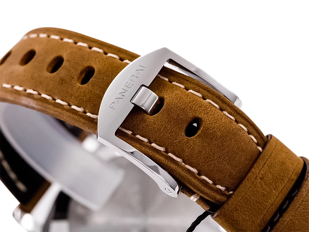 Luminor Due 42 3 Days 'Date' Stainless Steel Case with Grey Sunburst Dial and Brown Strap (38mm)