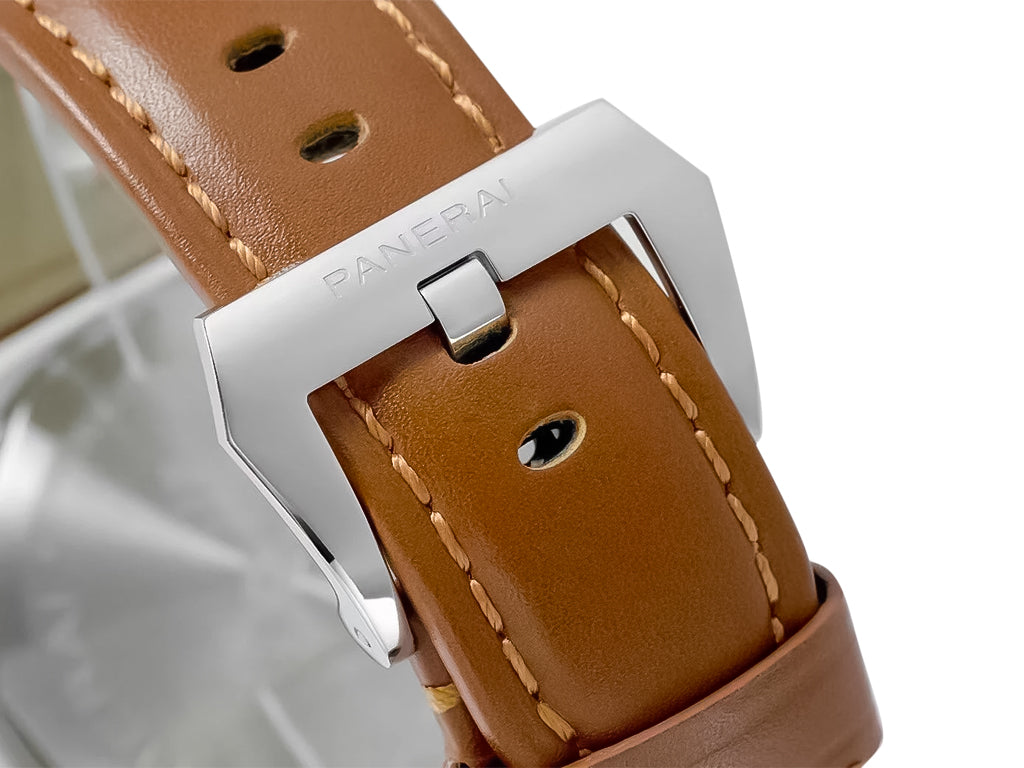 Luminor Marina Logo Stainless Steel with Black Dial and Brown Strap (44mm)