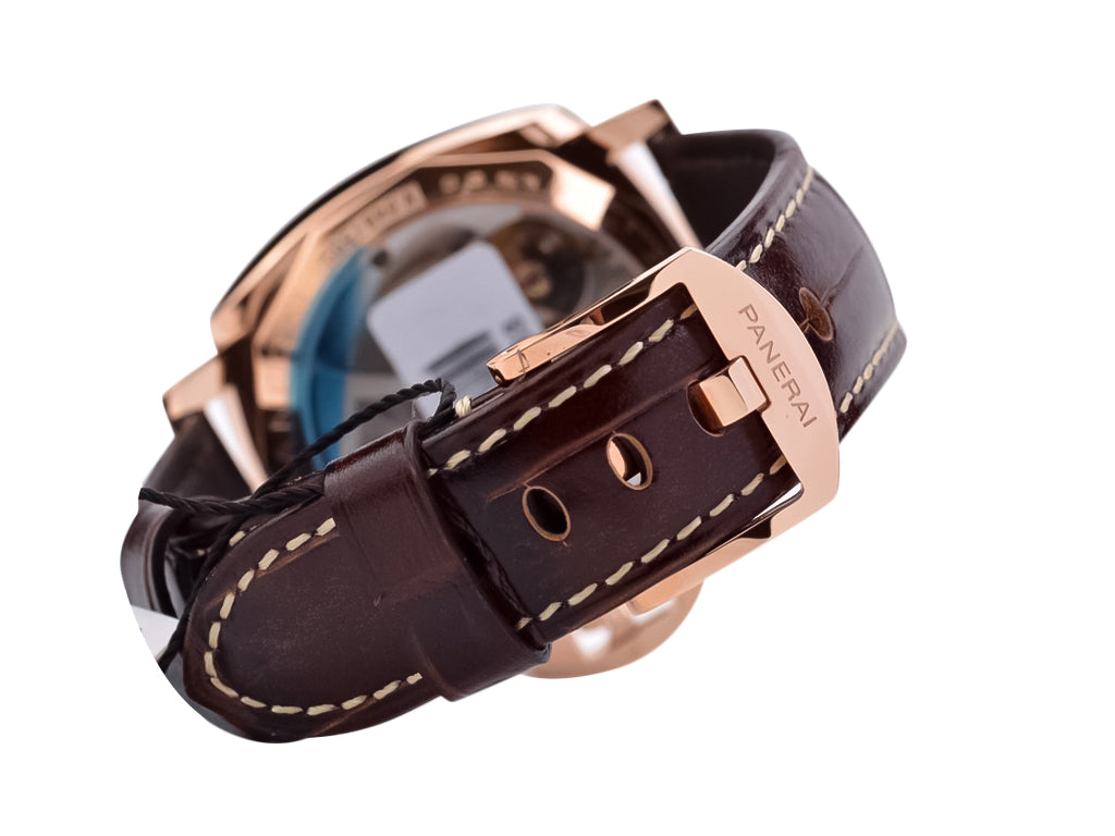 Luminor Due 42 Automatic 'Goldtech' Case with White Dial and Brown Strap (42mm)