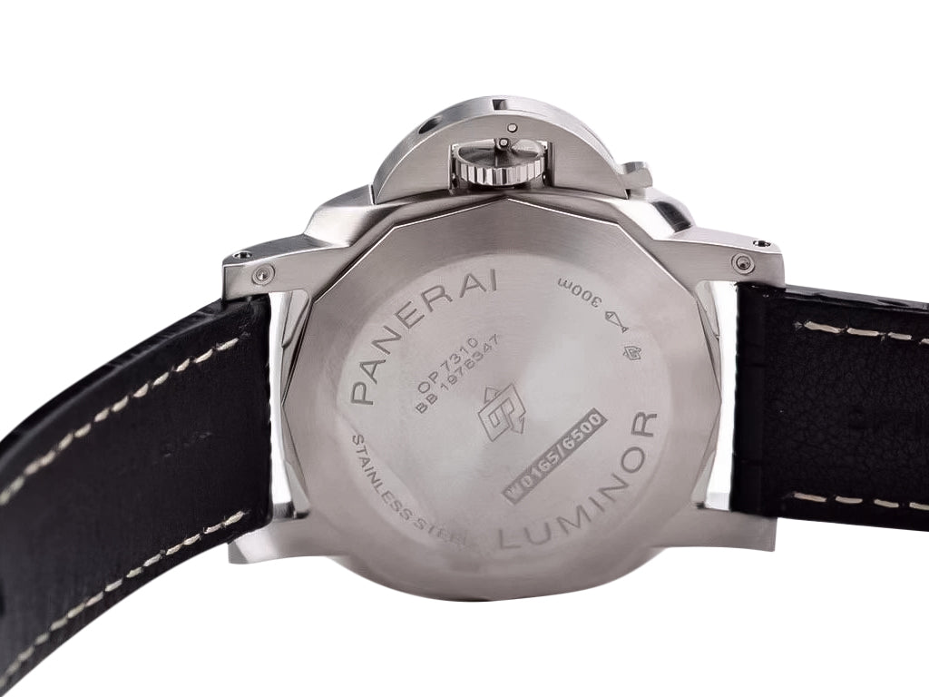 Luminor 1950 44 3 Days Automatic Brushed Stainless Steel Case, Polished Bezel with Black Dial and Black Strap (44mm)
