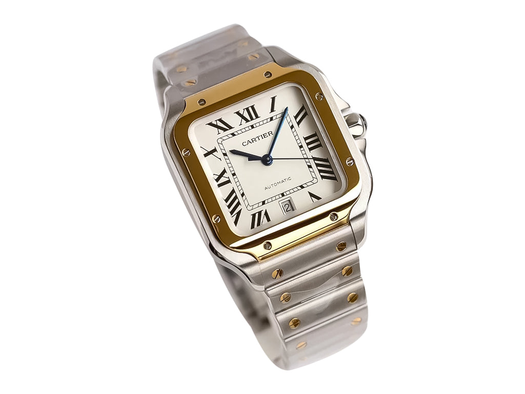 Santos Large Two Tone Yellow Gold with White Dial (40mm)