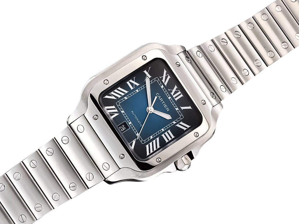 Santos Large Stainless Steel with Blue Dial (40mm)