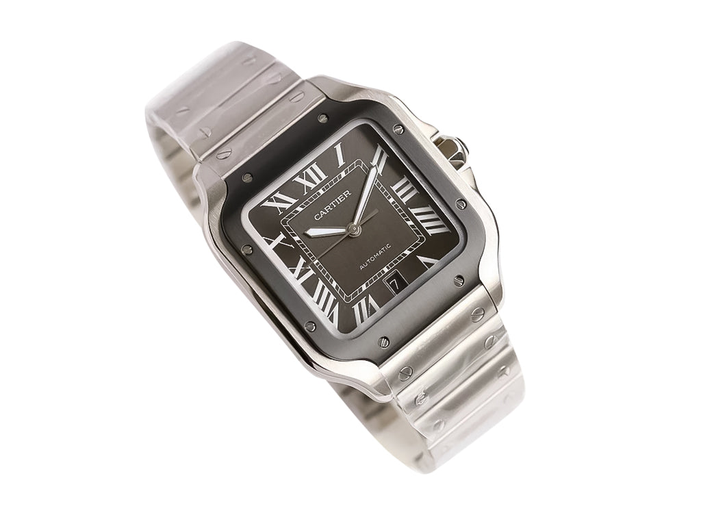Santos Large Stainless Steel with Grey Dial and Grey Bezel (40mm)