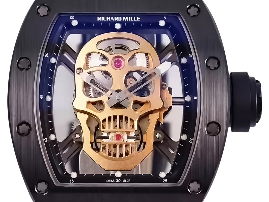 RM 52-01 Skull Black Dial Black Bezel Black Rubber Strap Tourbillon (50mm)