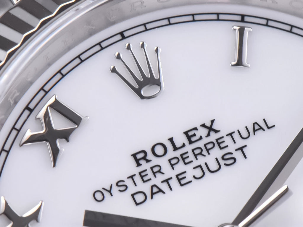 Datejust 36 Stainless Steel on Jubilee with White Dial (Roman Numerals) and Fluted Bezel