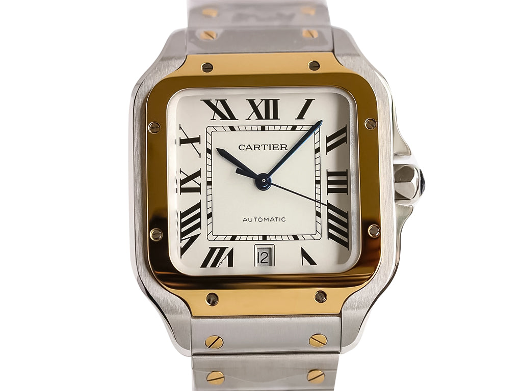 Santos Large Two Tone Yellow Gold with White Dial (40mm)
