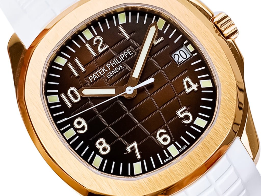 Aquanaut Rose Gold with Chocolate Dial and White Strap (40mm)