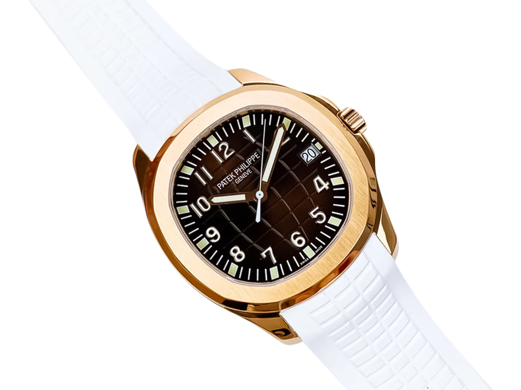 Aquanaut Rose Gold with Chocolate Dial and White Strap (40mm)