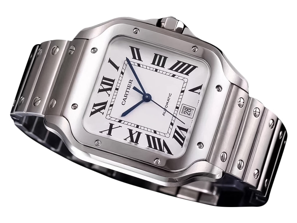 Santos Large Stainless Steel with White Dial (40mm)