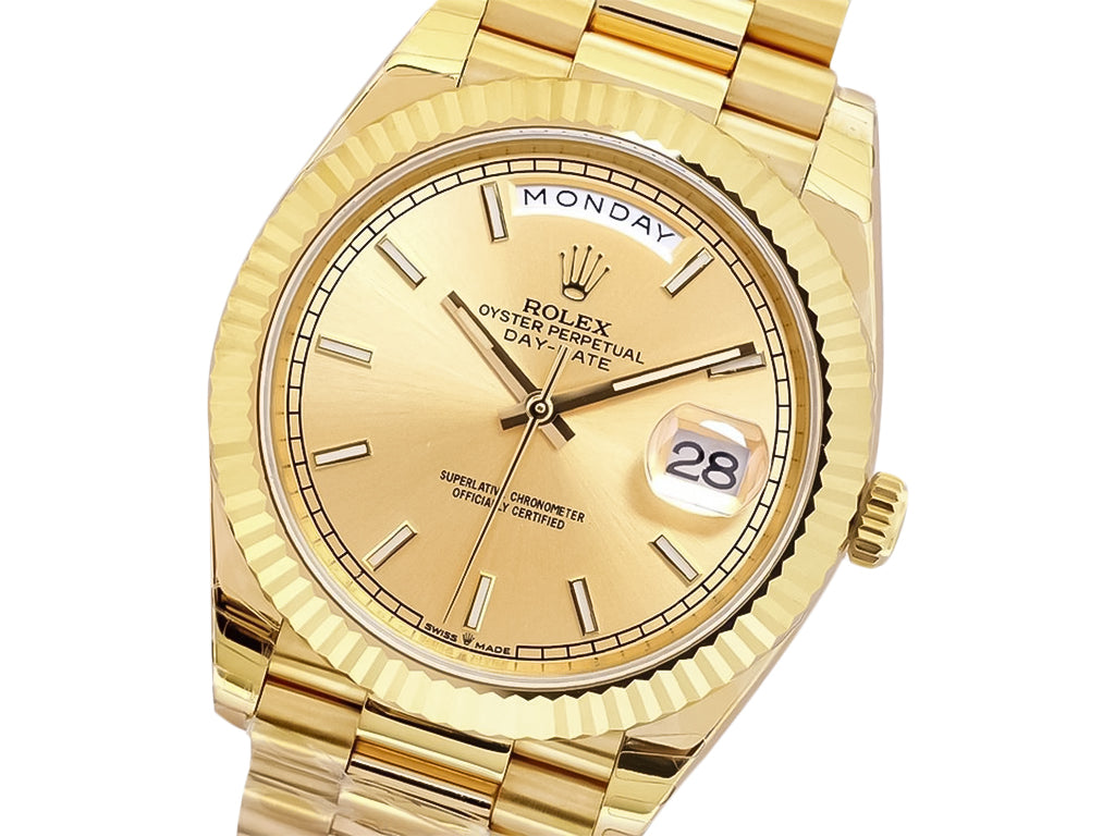 Day-Date 40 Yellow Gold 'President' with Champagne Dial and Fluted Bezel