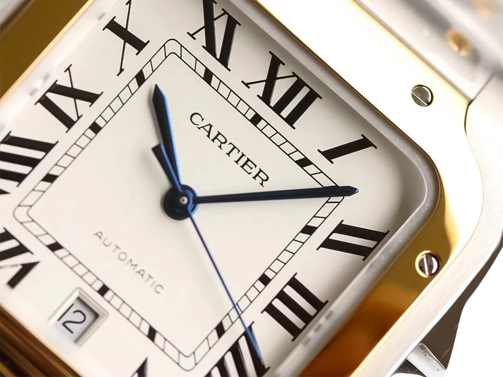 Santos Large Two Tone Yellow Gold with White Dial (40mm)