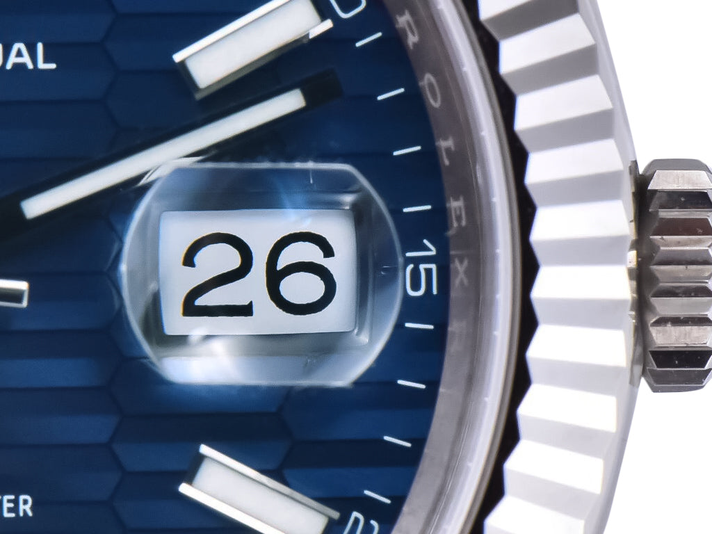 Datejust 41 Stainless Steel on Jubilee with Fluted Motif Blue Dial and Fluted Bezel