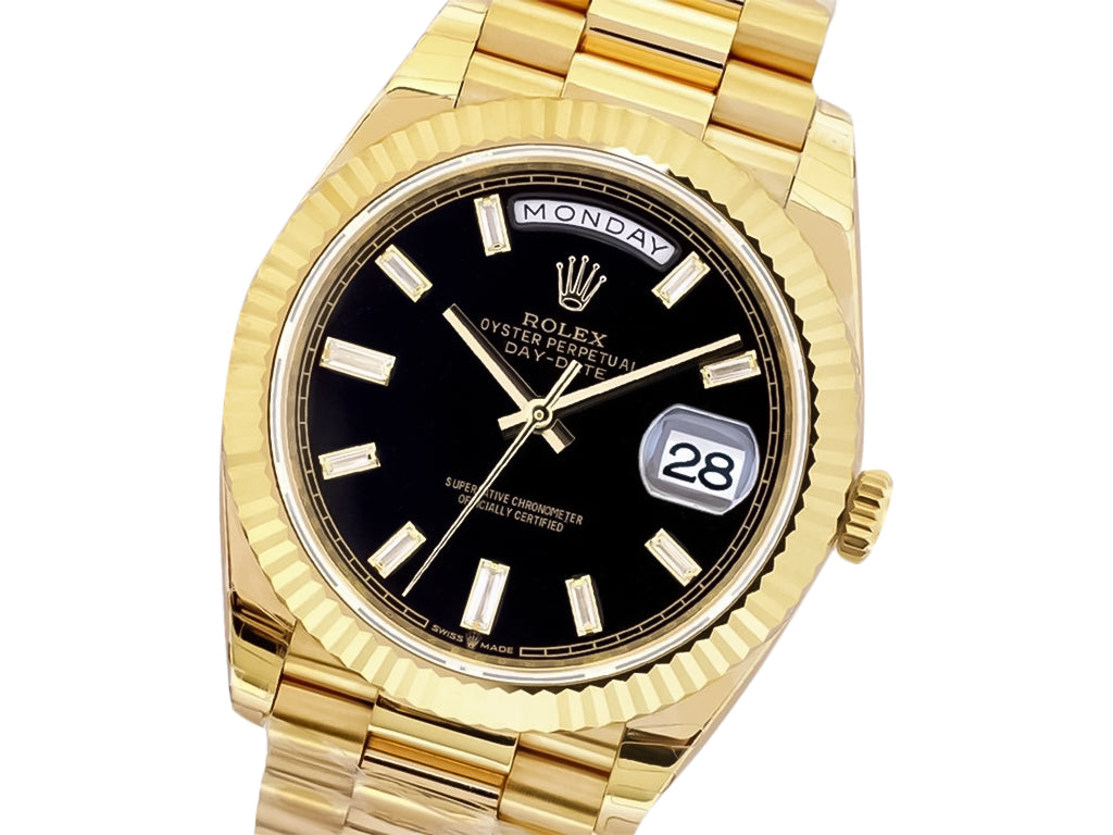 Day-Date 40 Yellow Gold 'President' with Onyx Diamond Dial and Fluted Bezel
