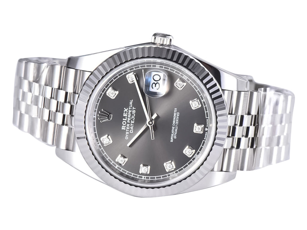 Datejust 41 Stainless Steel on Jubilee with Diamond Rhodium Dial and Fluted Bezel
